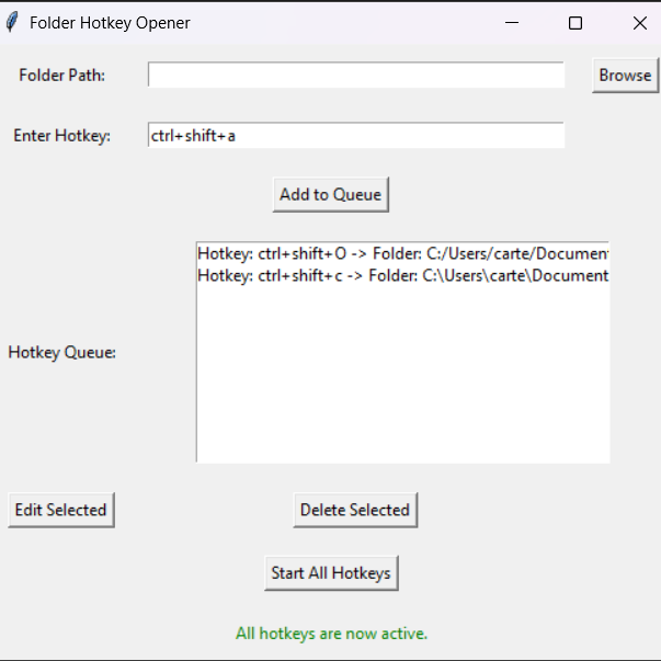Hotkey macro app interface