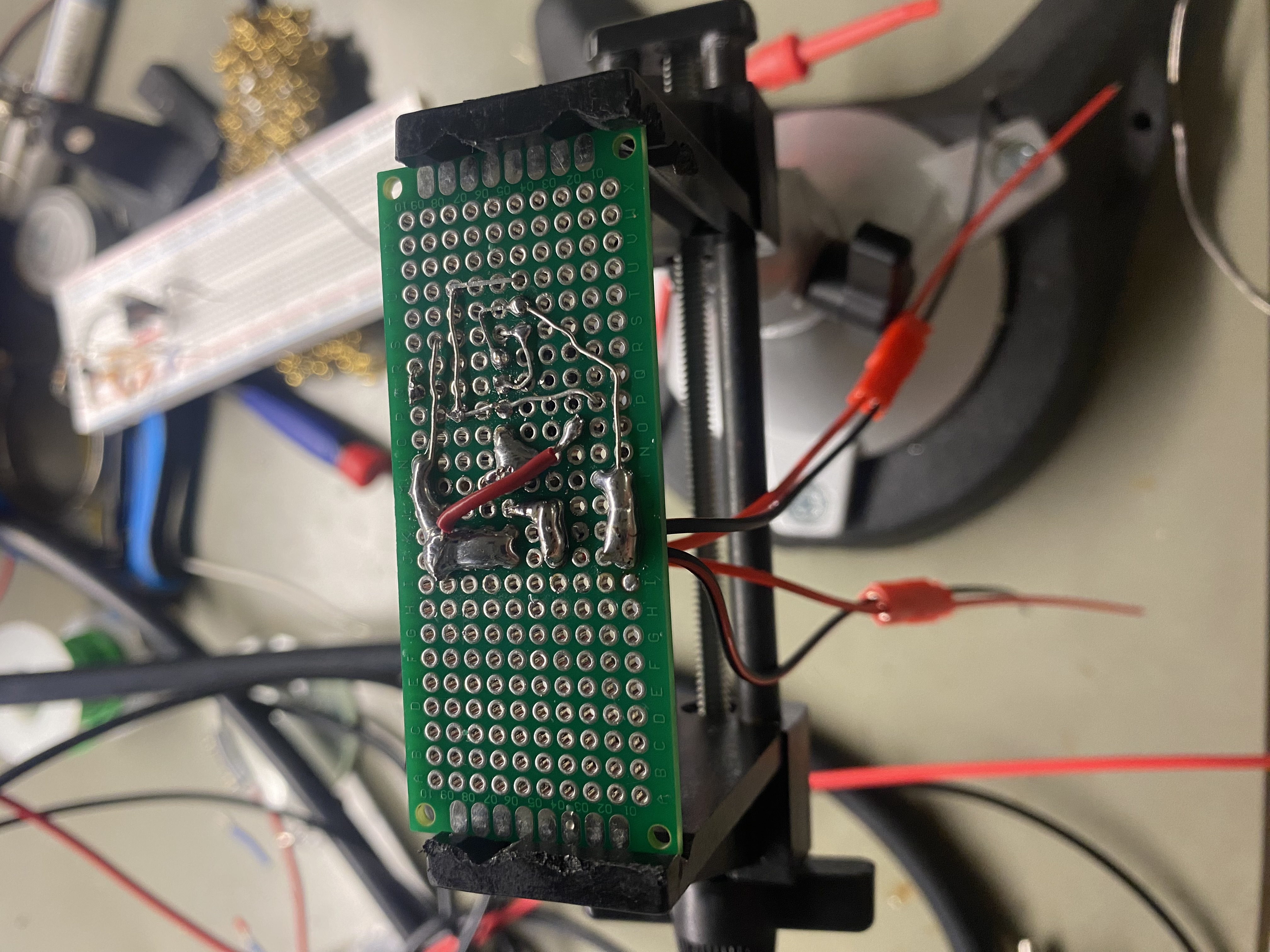 Back side of the perfboard prototype