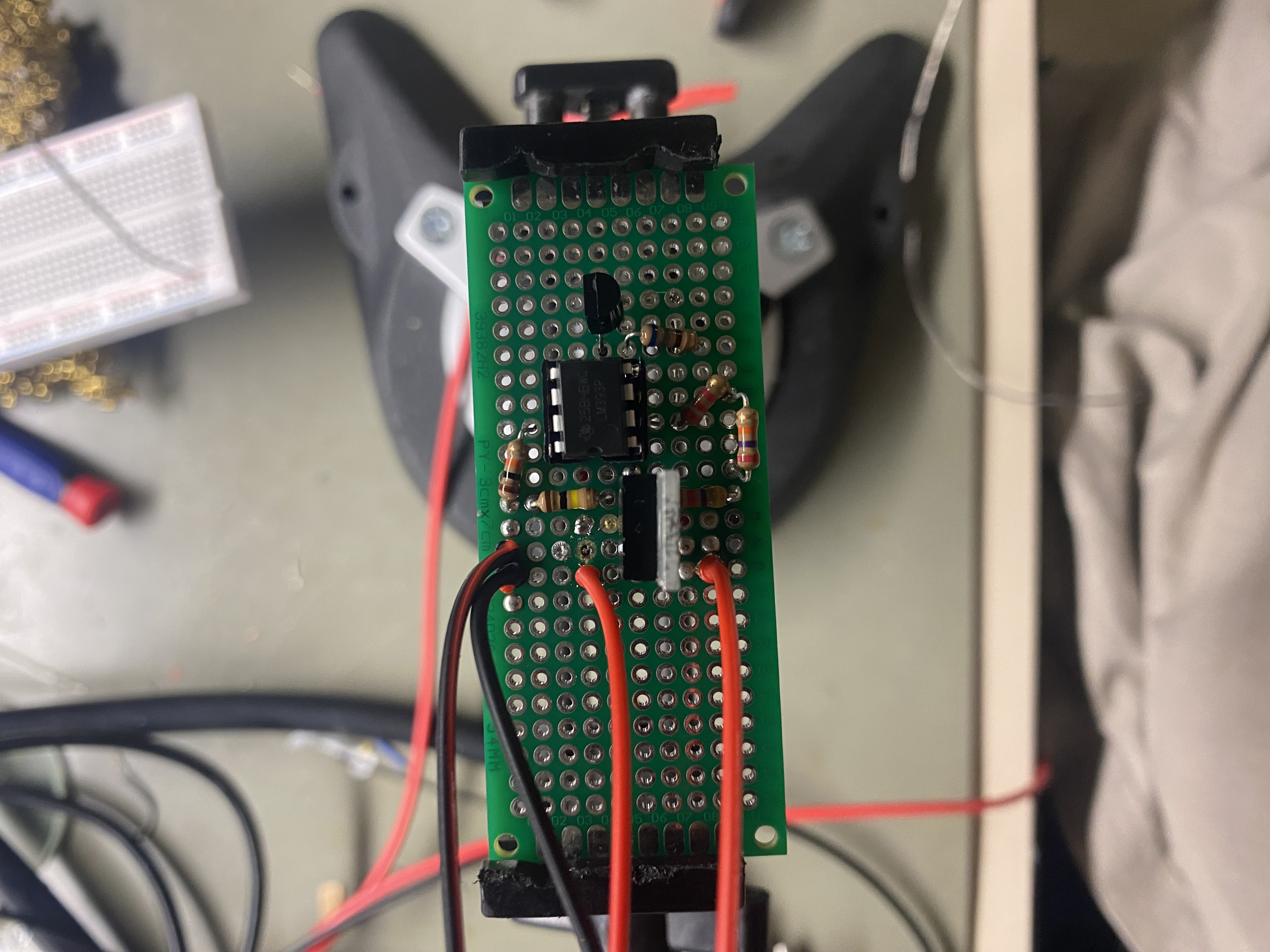 Front side of the perfboard prototype