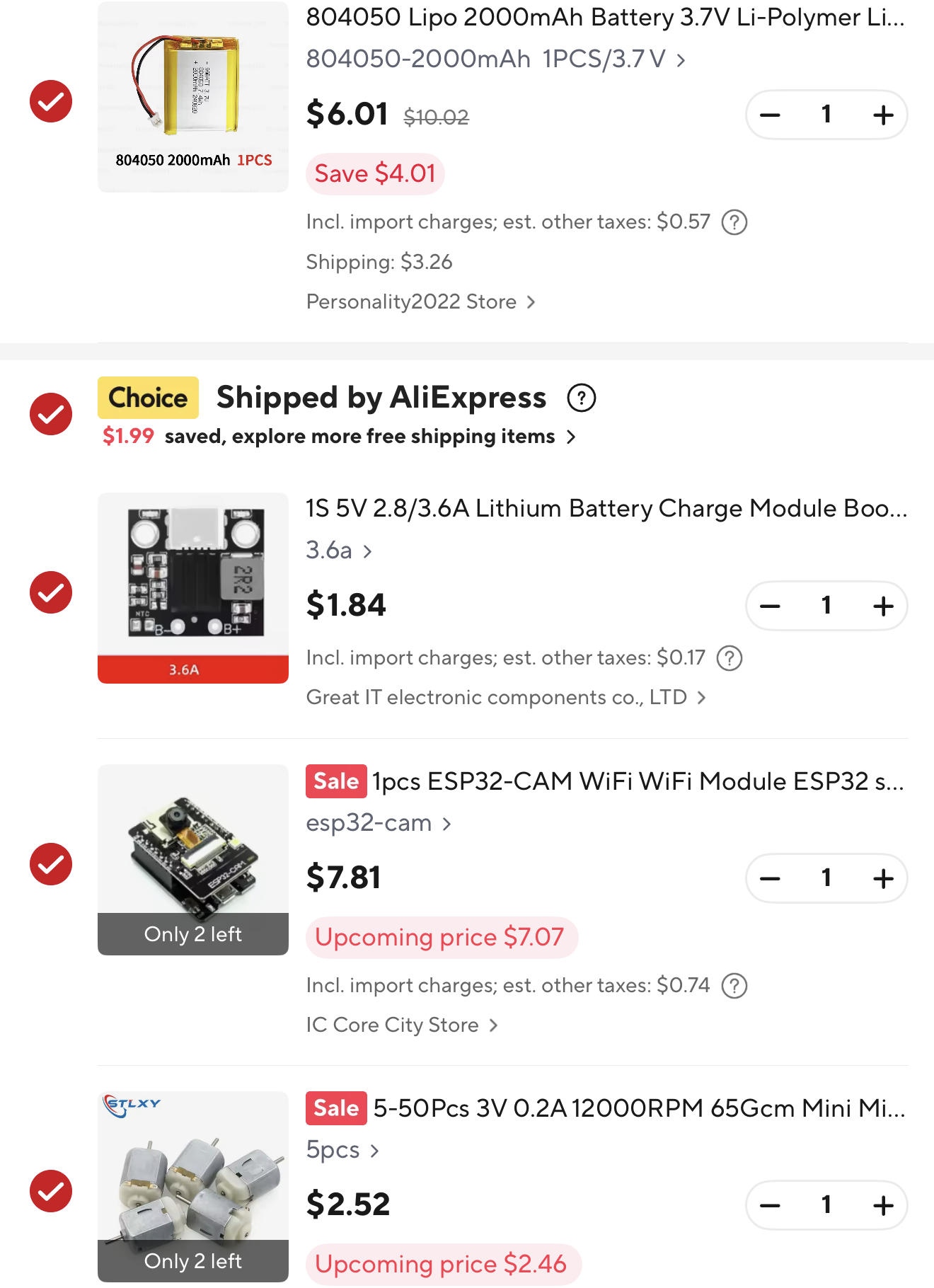 RC car electronics parts