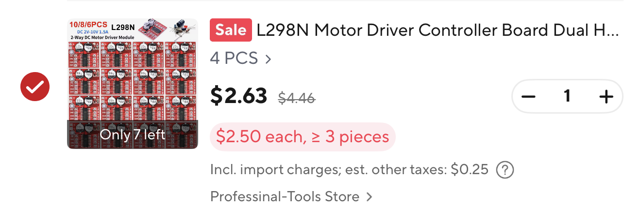 Additional RC car parts and connectors