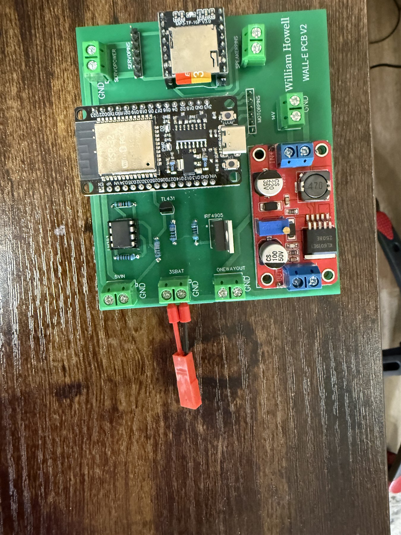 Assembled first Wall-E controller PCB