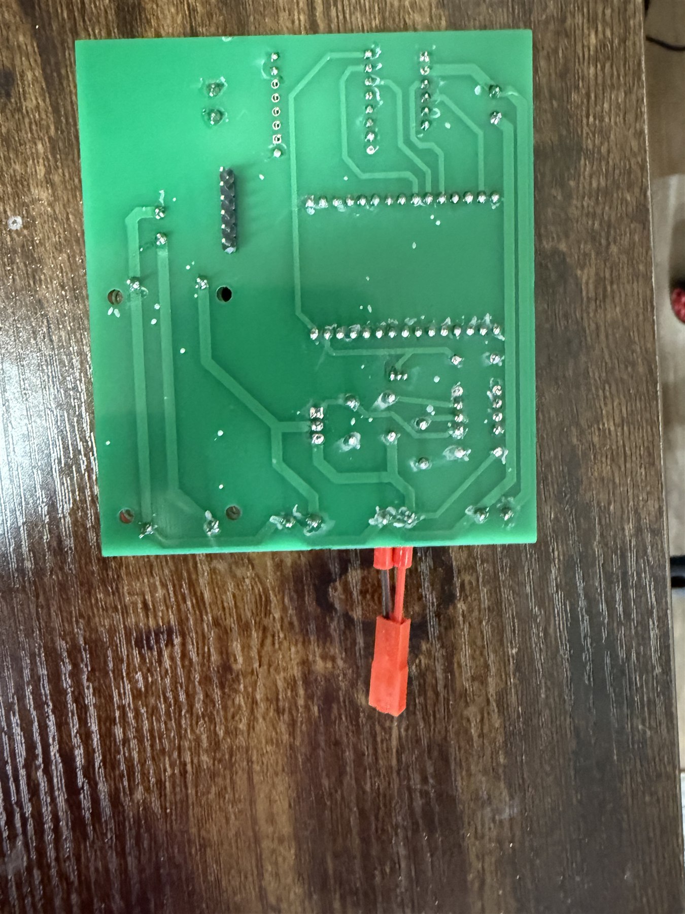 Solder side of the assembled first Wall-E controller PCB