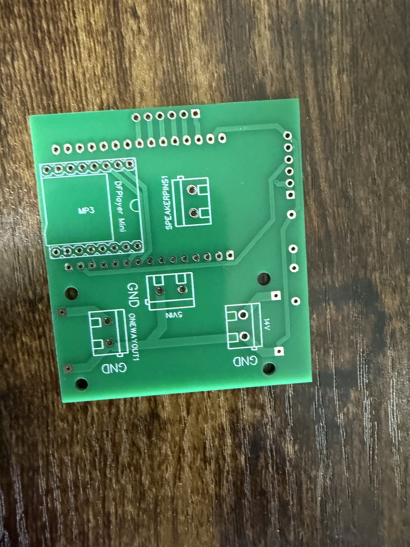 DFPlayer and connector side of the smaller second Wall-E controller PCB